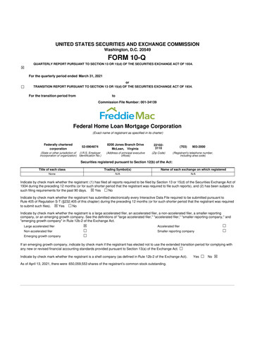 Thumbnail Freddie Mac
 10-Q Quarterly Report FY2021 