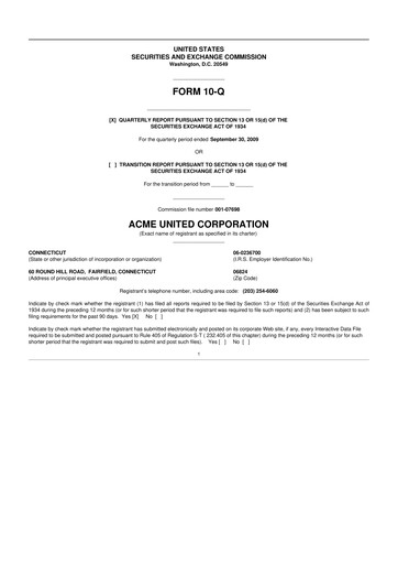 Vorschaubild Acme United 10-Q Quartalsbericht  