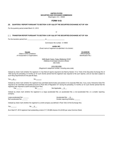 Thumbnail Aaon 10-Q Quarterly Report FY 