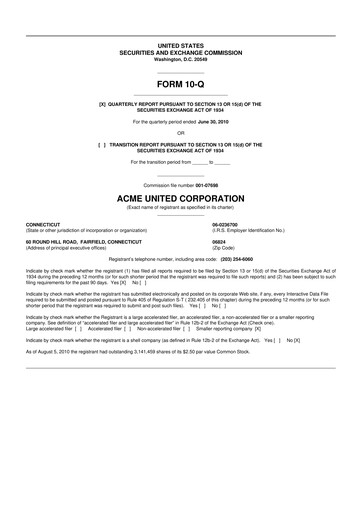 Vorschaubild Acme United 10-Q Quartalsbericht  