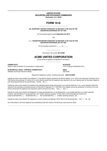 Vorschaubild Acme United 10-Q Quartalsbericht  
