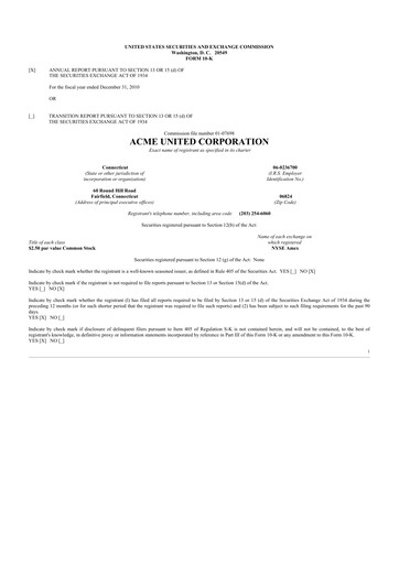 Miniature Acme United 10-K Rapport annuel 