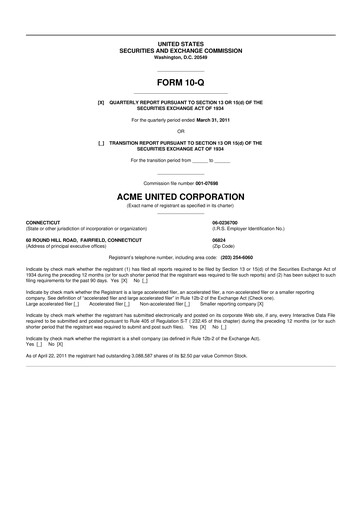 Vorschaubild Acme United 10-Q Quartalsbericht  