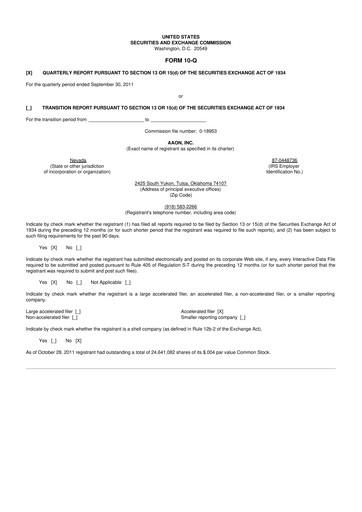 Thumbnail Aaon 10-Q Quarterly Report FY2011 