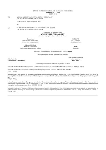 Miniature Acme United 10-K Rapport annuel 2011