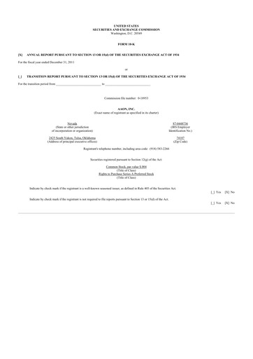 Thumbnail Aaon 10-K Annual Report 2011