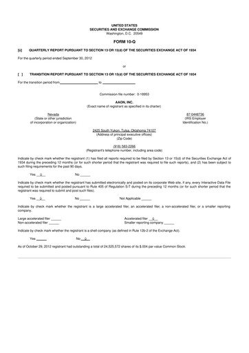 Thumbnail Aaon 10-Q Quarterly Report FY2012 