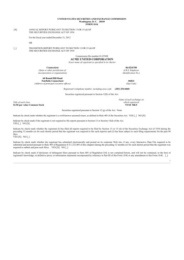 Miniature Acme United 10-K Rapport annuel 2012