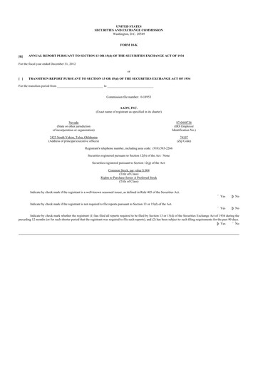 Thumbnail Aaon 10-K Annual Report 2012