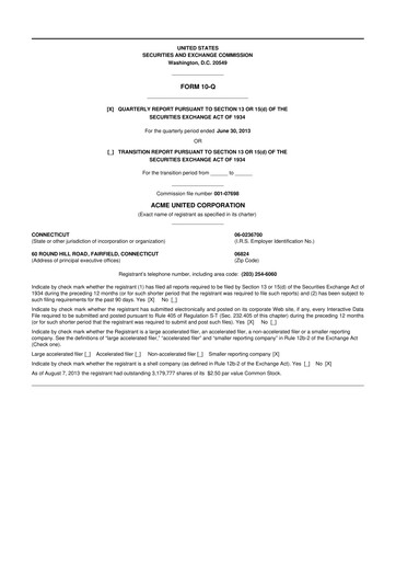 Vorschaubild Acme United 10-Q Quartalsbericht 2013 