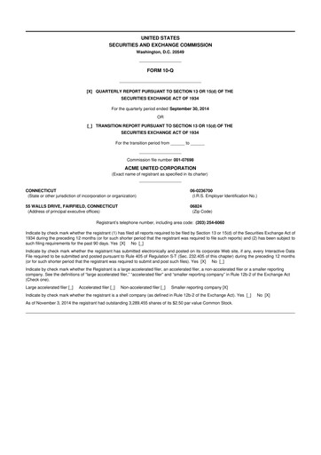 Vorschaubild Acme United 10-Q Quartalsbericht 2014 