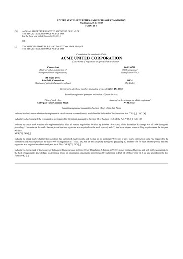 Miniature Acme United 10-K Rapport annuel 2014