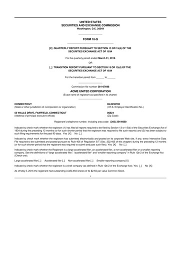 Vorschaubild Acme United 10-Q Quartalsbericht 2016 