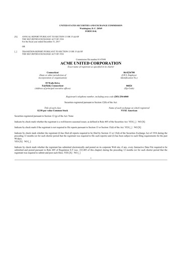 Miniature Acme United 10-K Rapport annuel 2017