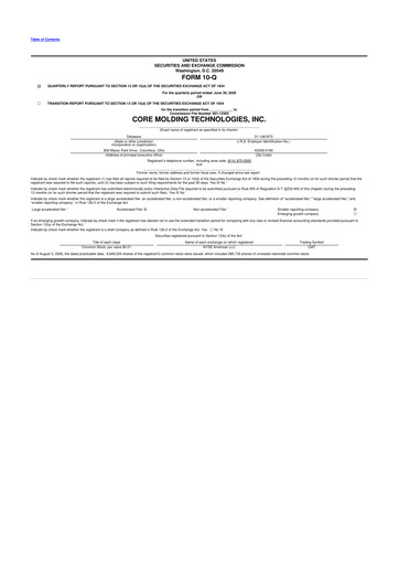 Thumbnail Core Molding Technologies 10-Q Quarterly Report FY2026 