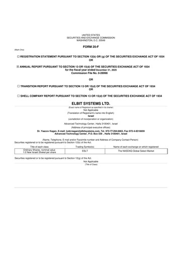 Thumbnail Elbit Systems
 20-F Annual Report 2025