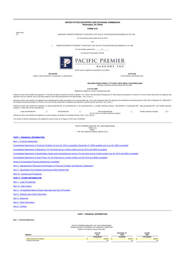 Thumbnail Pacific Premier Bancorp
 10-Q Quarterly Report FY 