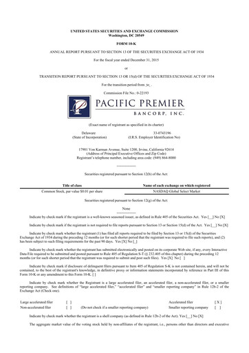 Thumbnail Pacific Premier Bancorp
 10-K Annual Report 2015