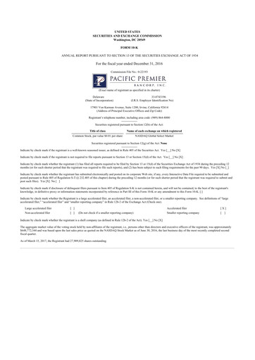 Thumbnail Pacific Premier Bancorp
 10-K Annual Report 2016