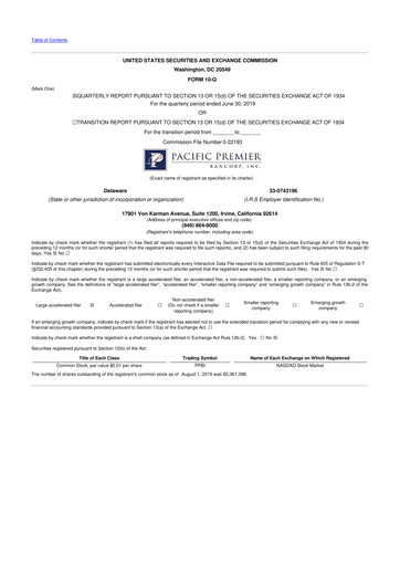 Thumbnail Pacific Premier Bancorp
 10-Q Quarterly Report FY2019 