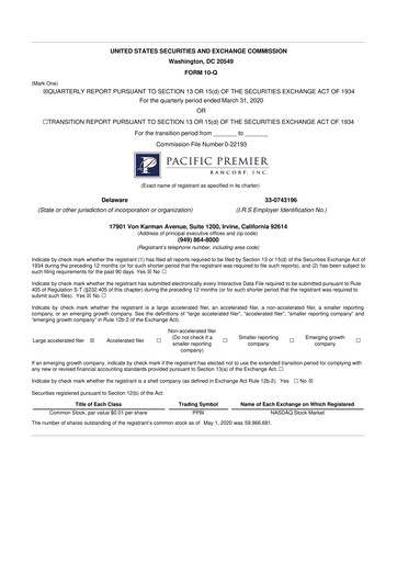 Thumbnail Pacific Premier Bancorp
 10-Q Quarterly Report FY2020 