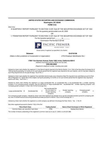 Thumbnail Pacific Premier Bancorp
 10-Q Quarterly Report FY2020 