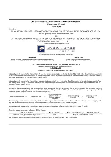 Thumbnail Pacific Premier Bancorp
 10-Q Quarterly Report FY2021 