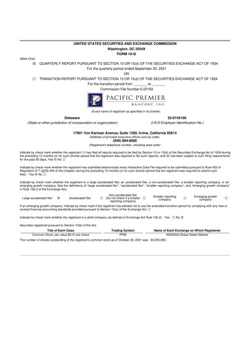 Thumbnail Pacific Premier Bancorp
 10-Q Quarterly Report FY2021 