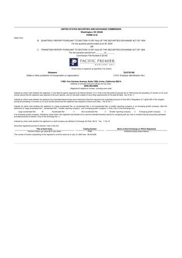 Thumbnail Pacific Premier Bancorp
 10-Q Quarterly Report FY2024 