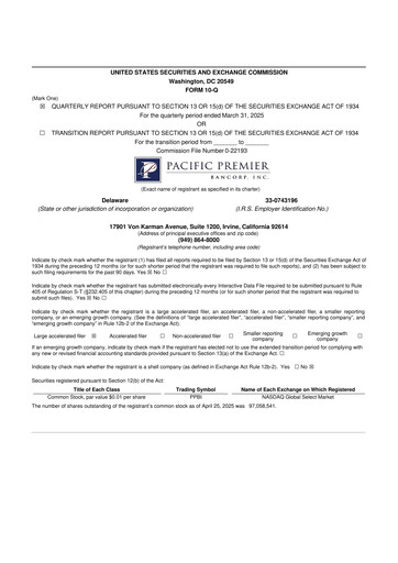 Thumbnail Pacific Premier Bancorp
 10-Q Quarterly Report FY2025 