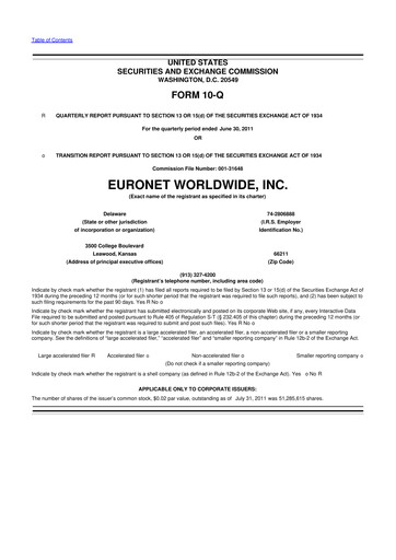 Thumbnail Euronet Worldwide
 10-Q Quarterly Report FY2011 