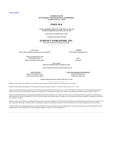 Thumbnail Euronet Worldwide
 10-K Annual Report 2011