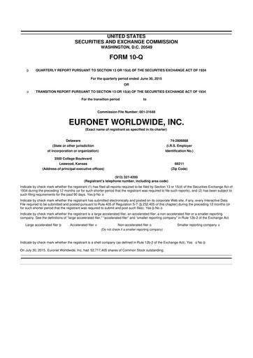 Thumbnail Euronet Worldwide
 10-Q Quarterly Report FY2015 