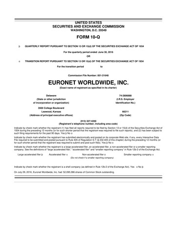 Thumbnail Euronet Worldwide
 10-Q Quarterly Report FY2016 