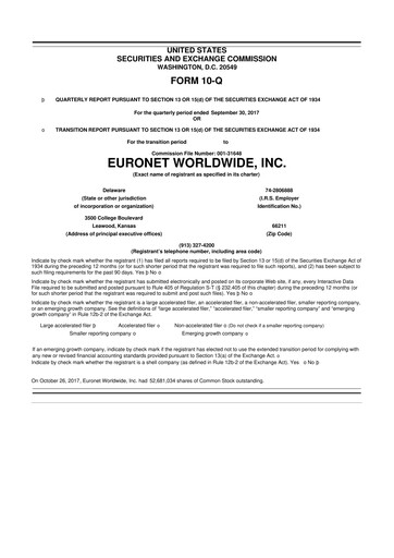 Thumbnail Euronet Worldwide
 10-Q Quarterly Report FY2017 