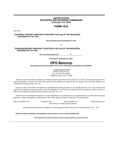 Thumbnail OFG Bancorp
 10-Q Quarterly Report FY2014 
