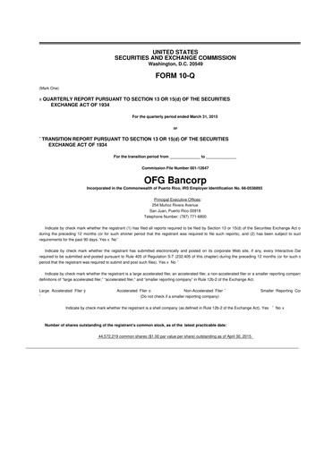Thumbnail OFG Bancorp
 10-Q Quarterly Report FY2015 