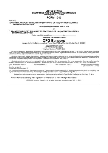 Thumbnail OFG Bancorp
 10-Q Quarterly Report FY2018 