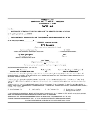 Miniature OFG Bancorp
 10-Q Rapport trimestriel 2026 