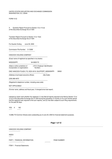 Thumbnail Hancock Whitney 10-Q Quarterly Report FY 