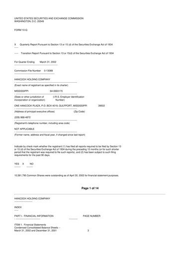 Thumbnail Hancock Whitney 10-Q Quarterly Report FY 
