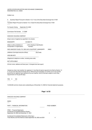 Thumbnail Hancock Whitney 10-Q Quarterly Report FY 