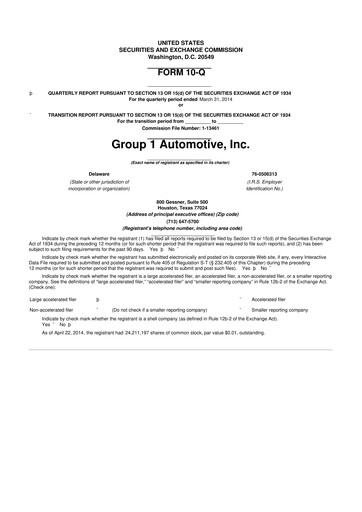 Thumbnail Group 1 Automotive 10-Q Quarterly Report FY2014 