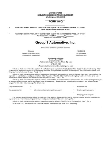 Thumbnail Group 1 Automotive 10-Q Quarterly Report FY2017 