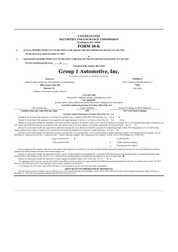 Thumbnail Group 1 Automotive 10-K Annual Report 2022