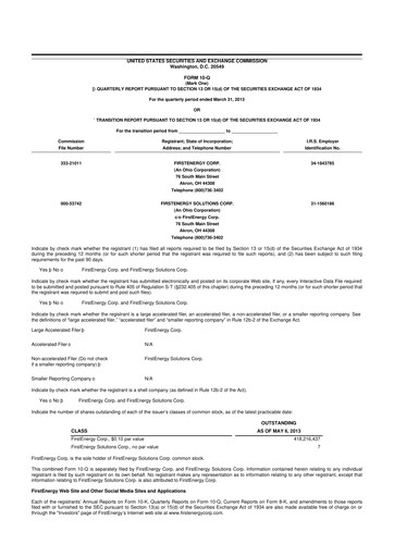 Thumbnail FirstEnergy 10-Q Quarterly Report FY 