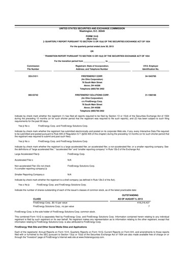 Thumbnail FirstEnergy 10-Q Quarterly Report FY 