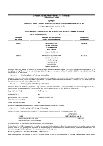 Thumbnail FirstEnergy 10-Q Quarterly Report FY 