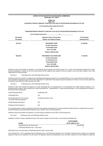 Thumbnail FirstEnergy 10-Q Quarterly Report FY 