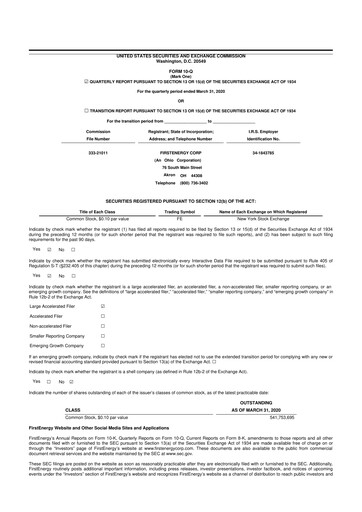 Thumbnail FirstEnergy 10-Q Quarterly Report FY2020 